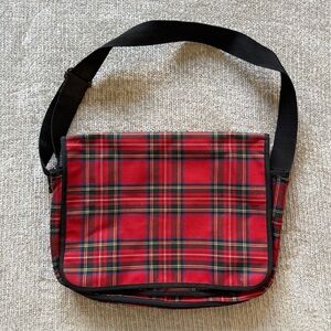 Vintage 90s GAP Red Plaid Messenger Shoulder Bag